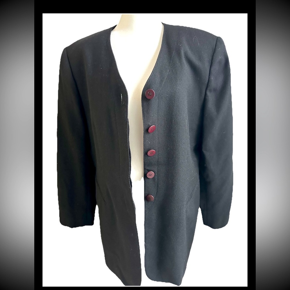 HARVE BERNARD Elegant Black VINTAGE Wool Women's Jacket -Sz 14 Gorgeous!
